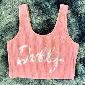 Dolls Kill Pink Sequin Crop Top